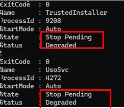 List Windows service hang on stopping