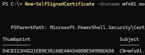 New-SmbServerCertificateMapping для QUIC smb file share