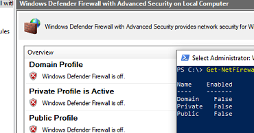 PowerShell - disable Windows Firewall