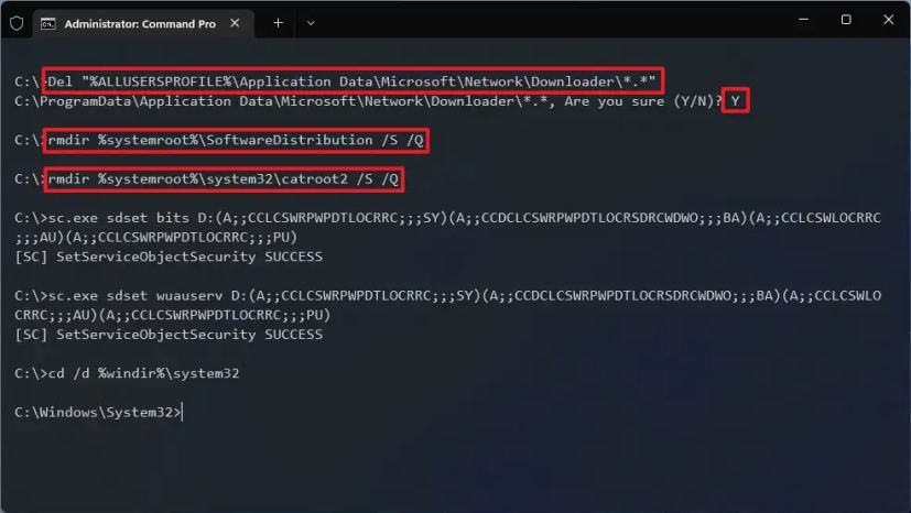 Удаление временных файлов Центра обновления Windows