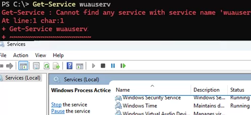 windows update service (wuauserv) is missing