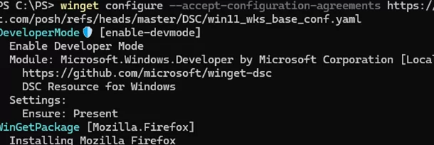 winget configure with yaml in URL